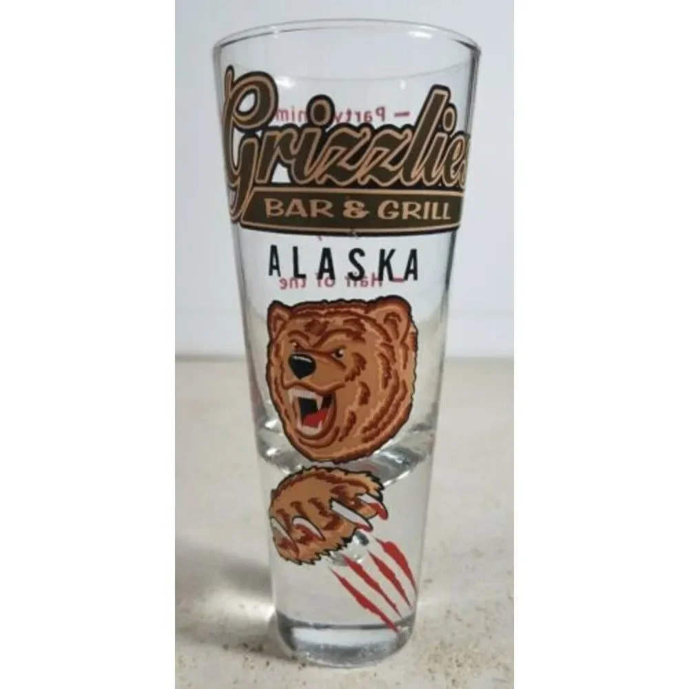 Alaska Grizzlies Bar And Grill Shot Glass Alaskan - EUC Excellent Used Condition